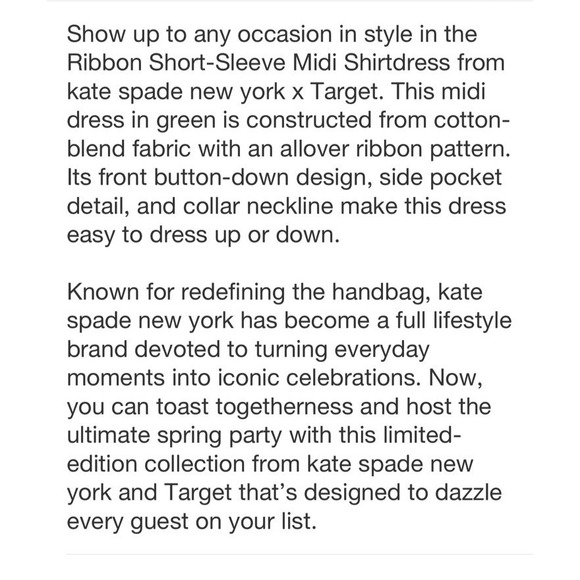 Kate Spade New York x Target Green Midi Dress NWT - Picture 5 of 11